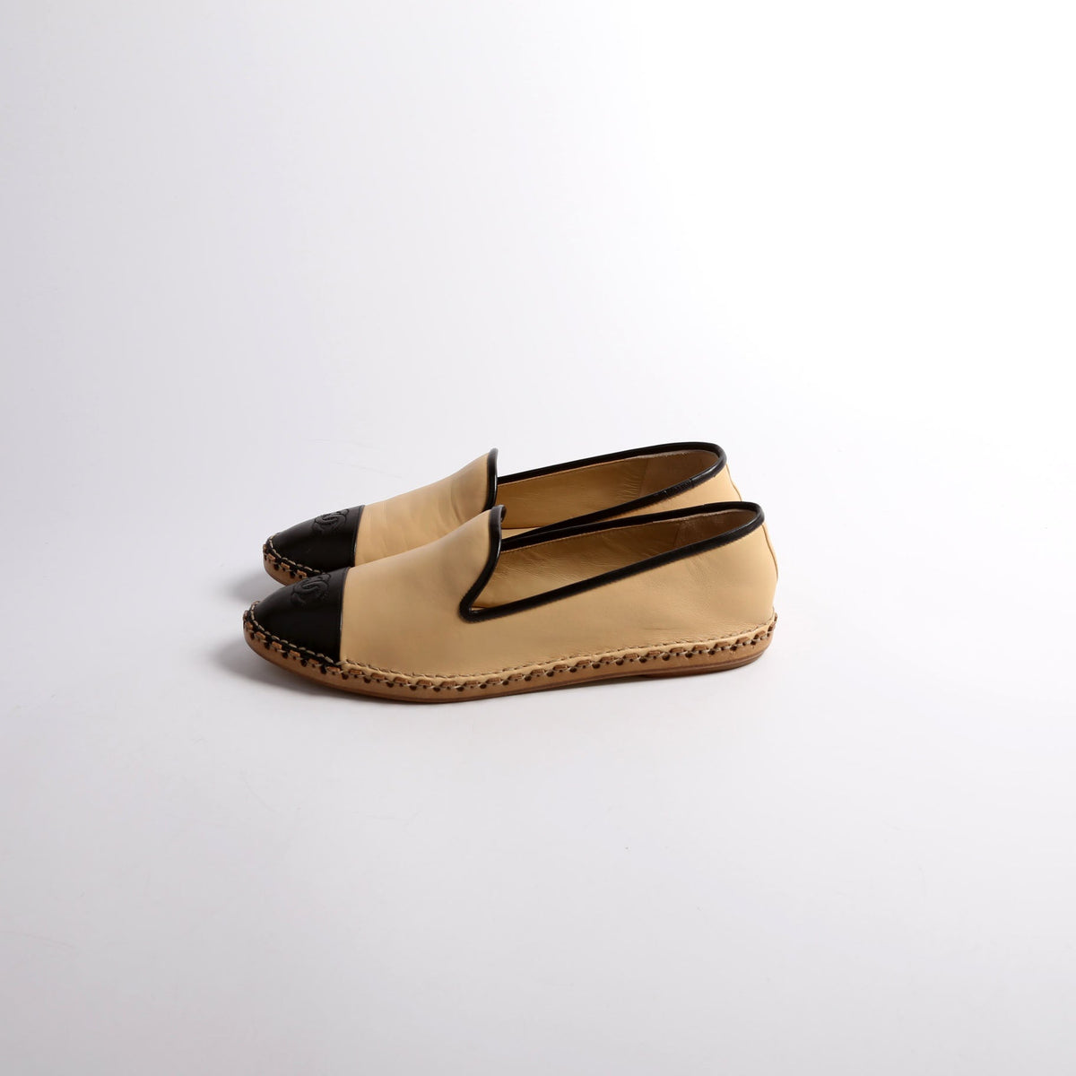 Chanel Cap Toe Chain Mocassin Loafers Size 40