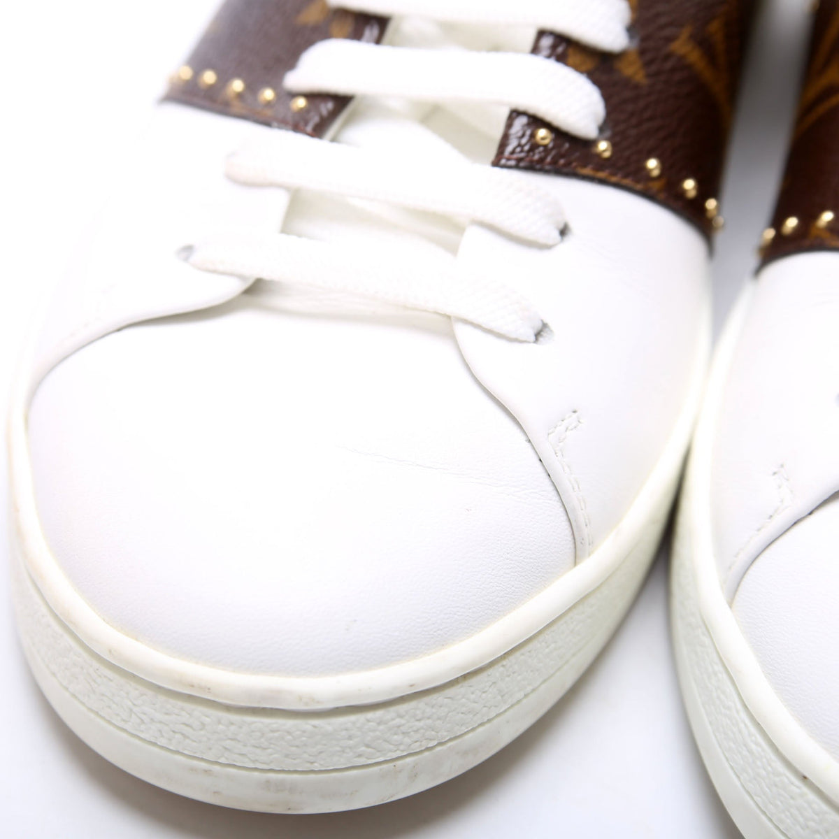 Louis-Vuitton Frontrow Calfskin/Monogram Sneakers Size  White