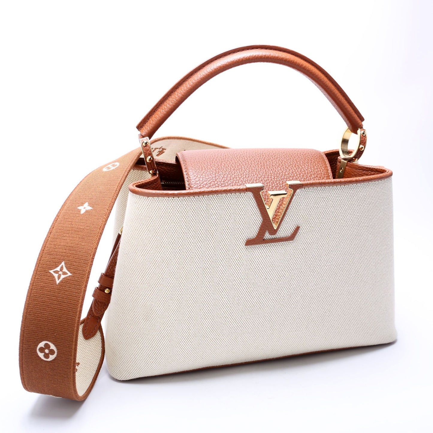 Louis-Vuitton Capucines MM Taurillon Canvas Brown/Beige