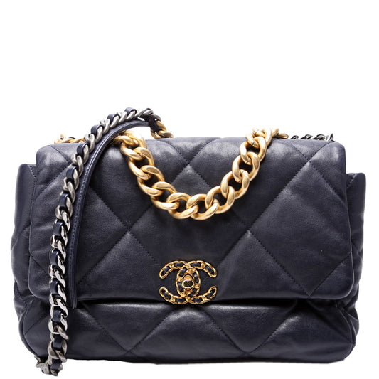 Chanel Quilted Goatskin 19 Large Flap 29M Blue