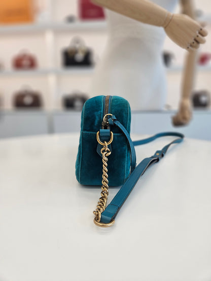 Gucci GG Green Velvet Marmont Matelassé Small Crossbody Bag NBS7220904S 138568879