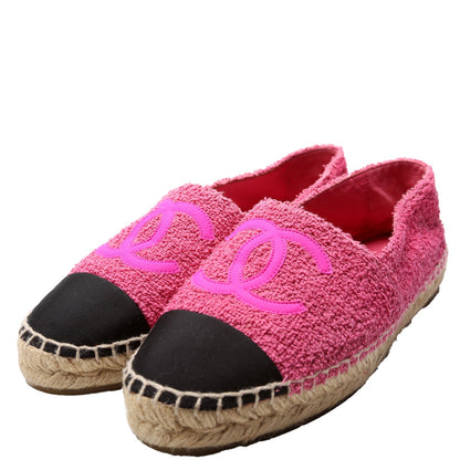 Chanel CC Cap Toe Espadrilles Terry Cloth Size 38