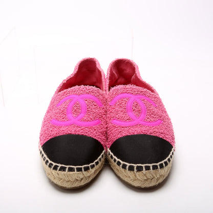 Chanel CC Cap Toe Espadrilles Terry Cloth Size 38