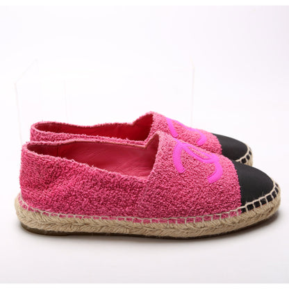 Chanel CC Cap Toe Espadrilles Terry Cloth Size 38