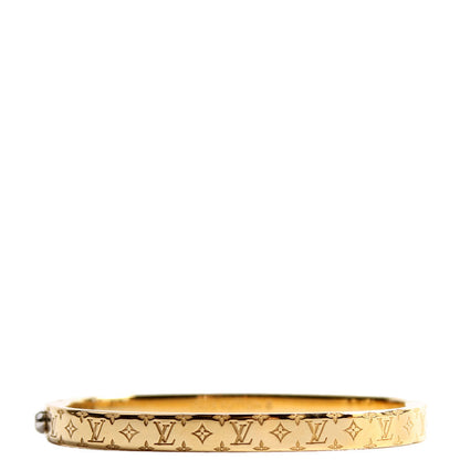 Louis-Vuitton MM Nanogram Cuff Bracelet Size Small Gold