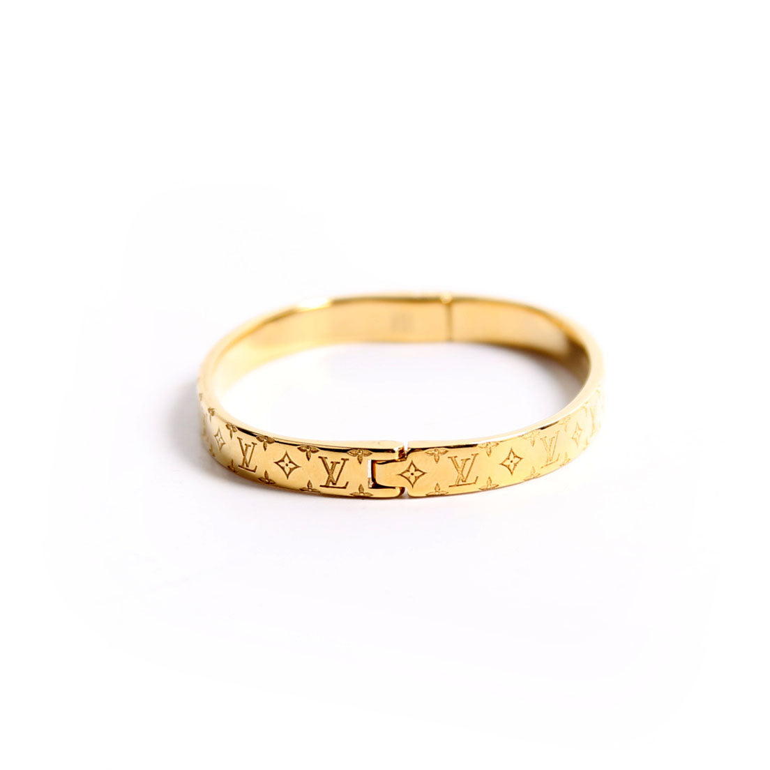 Louis-Vuitton MM Nanogram Cuff Bracelet Size Small Gold