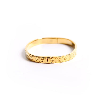 Louis-Vuitton MM Nanogram Cuff Bracelet Size Small Gold