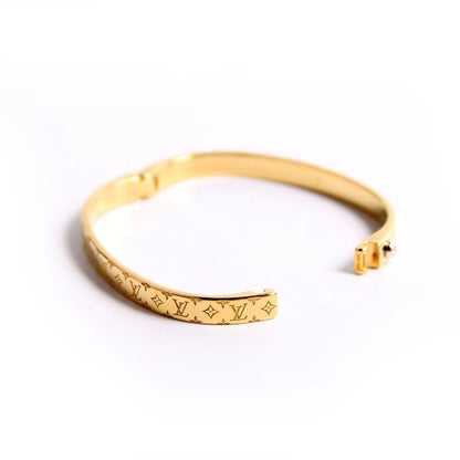 Louis-Vuitton MM Nanogram Cuff Bracelet Size Small Gold