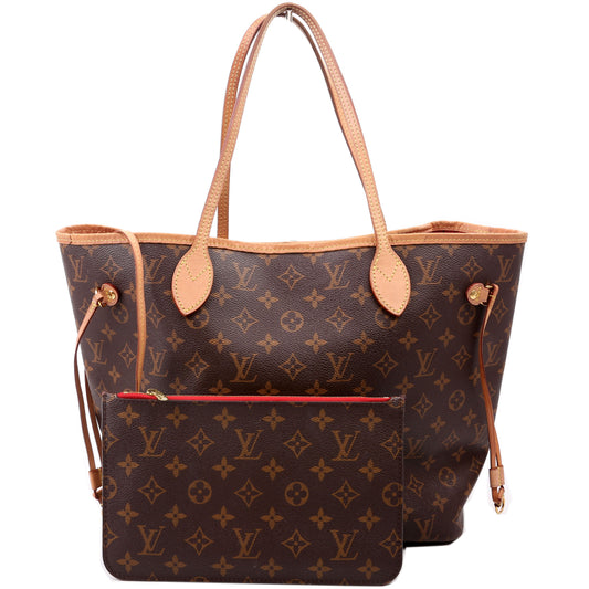 Louis-Vuitton Neverfull With Wallet MM Monogram Red