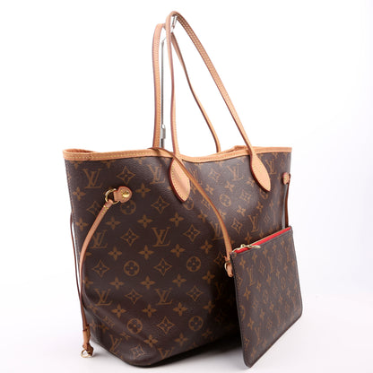 Louis-Vuitton Neverfull With Wallet MM Monogram Red