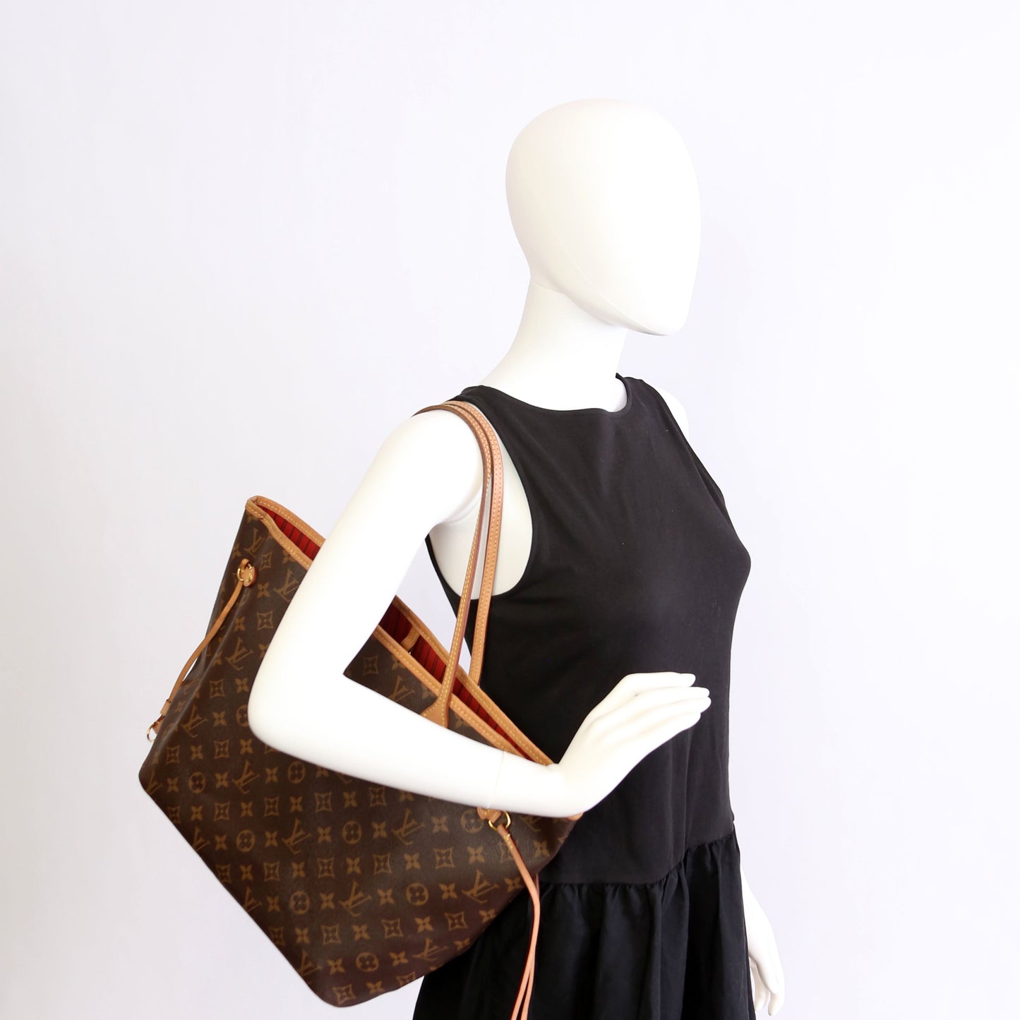 Louis-Vuitton Neverfull With Wallet MM Monogram Red