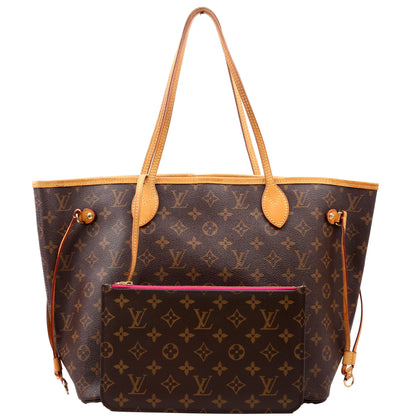 Louis-Vuitton Neverfull With Wallet MM Monogram Pink