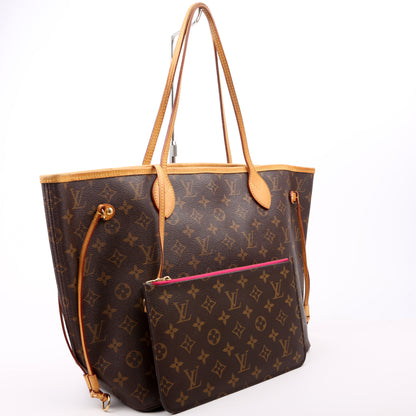 Louis-Vuitton Neverfull With Wallet MM Monogram Pink