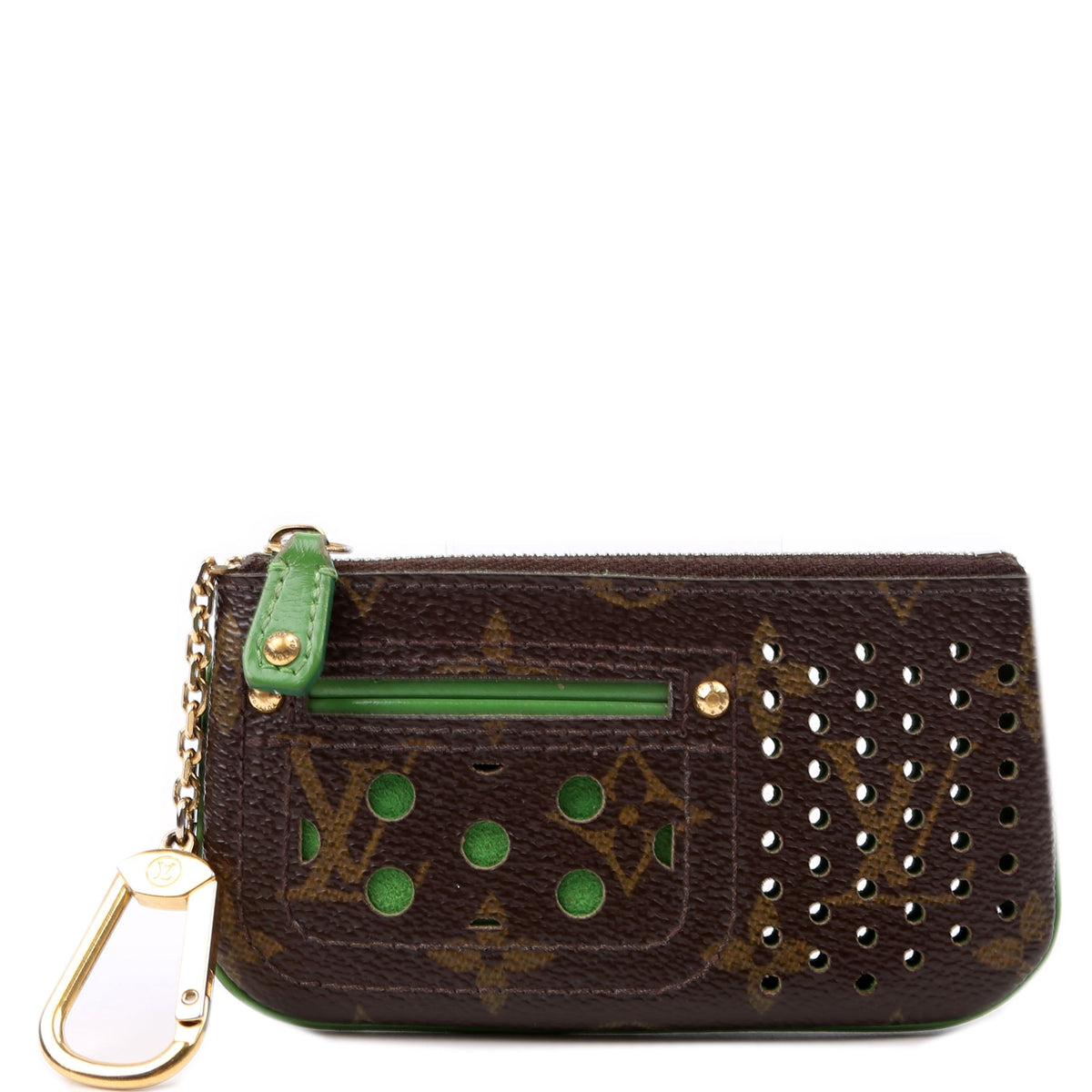 Louis-Vuitton Pochette Cles Monogram Perforated Green