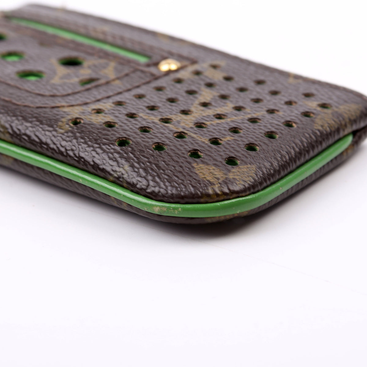 Louis-Vuitton Pochette Cles Monogram Perforated Green