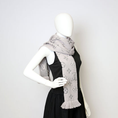 Louis-Vuitton Logomania Wool/Silk Scarf Purple