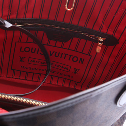 Louis-Vuitton Neverfull With Wallet PM Damier Ebene Red