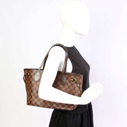 Louis-Vuitton Neverfull With Wallet PM Damier Ebene Red