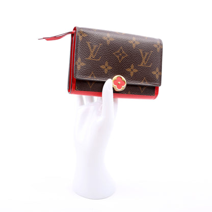 Louis-Vuitton Flore Compact Wallet Monogram Red
