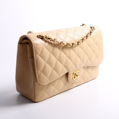 Chanel Classic Flap Jumbo Caviar 17-20M Nude