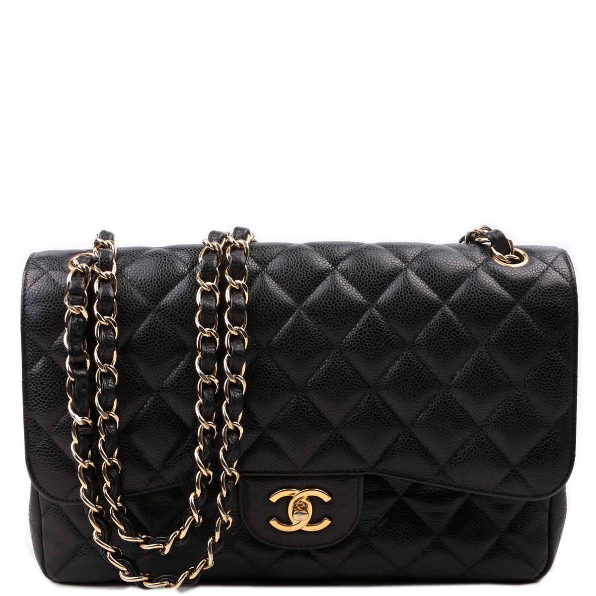 Chanel Classic Flap Jumbo Caviar Leather Black 17-2-M