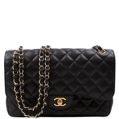 Chanel Classic Flap Jumbo Caviar Leather Black 17-2-M