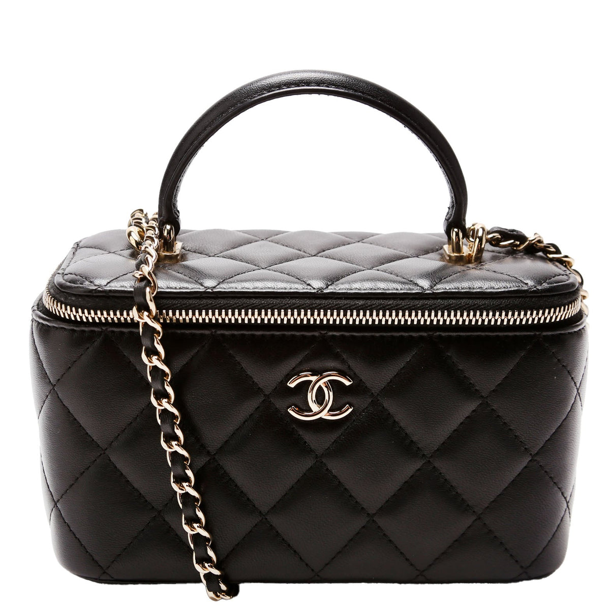 Chanel Vanity Case Top Handle Small Lambskin 31M Black