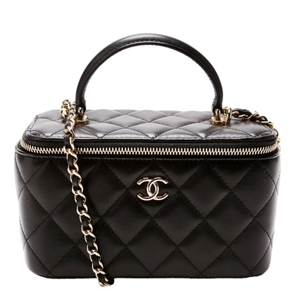 Chanel Vanity Case Top Handle Small Lambskin 31M Black