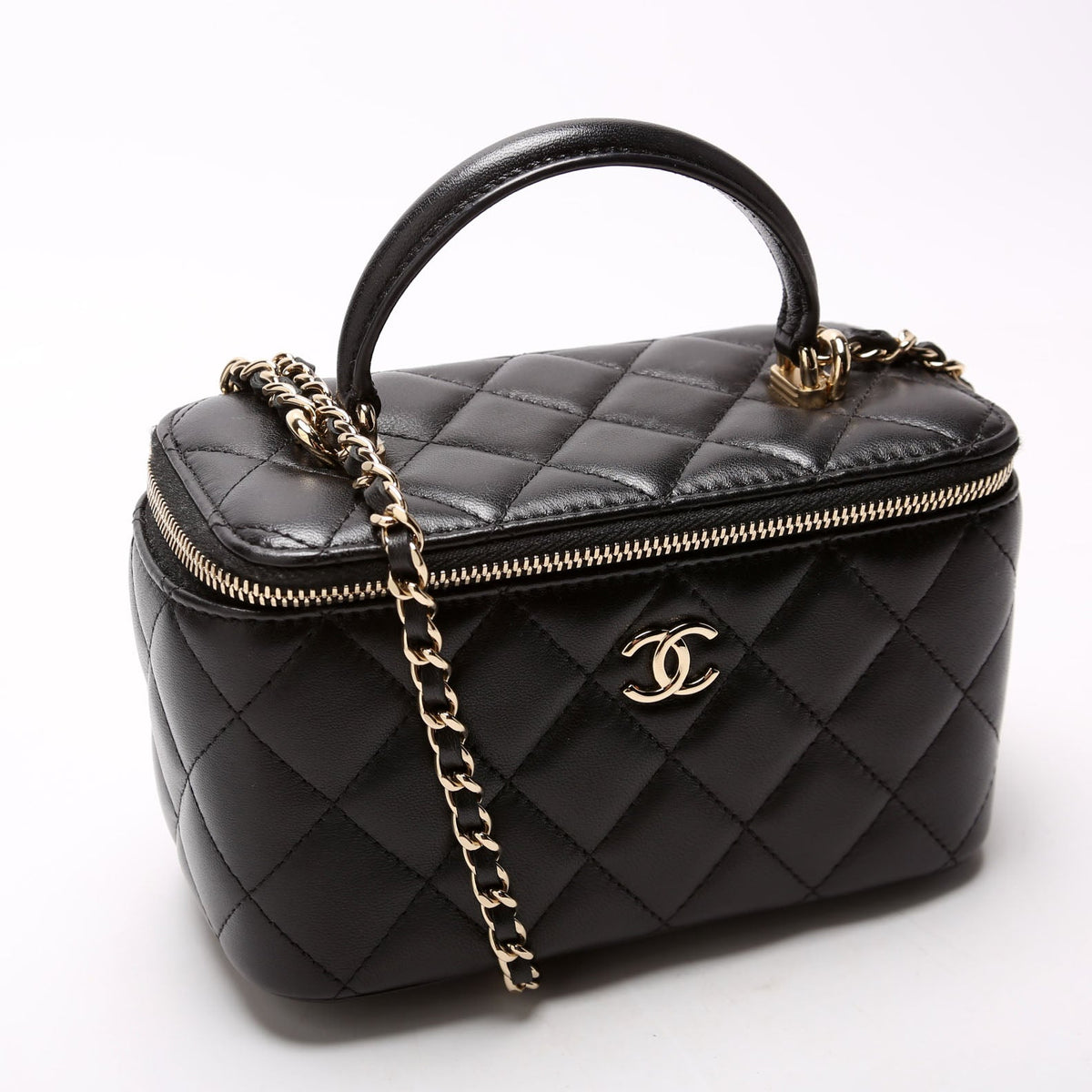 Chanel Vanity Case Top Handle Small Lambskin 31M Black