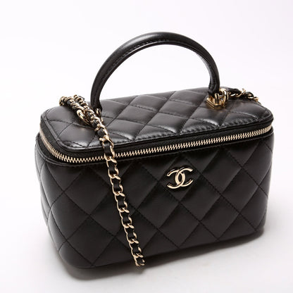 Chanel Vanity Case Top Handle Small Lambskin 31M Black