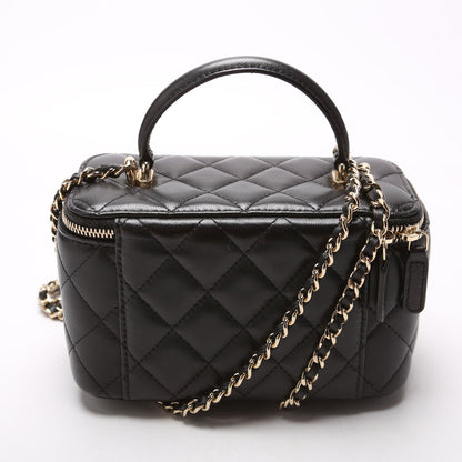 Chanel Vanity Case Top Handle Small Lambskin 31M Black