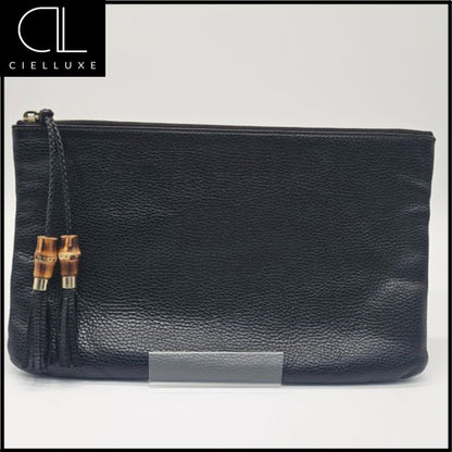 Gucci Bamboo Tassel Clutch (Black) 142136606