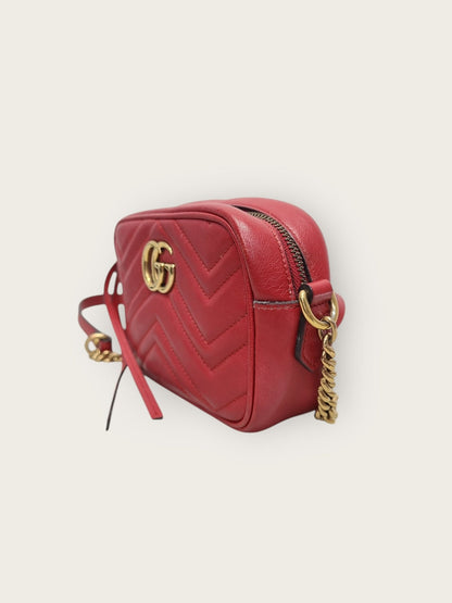 Gucci Red GG Marmont Matelassé Mini Crossbody Bag 142603895