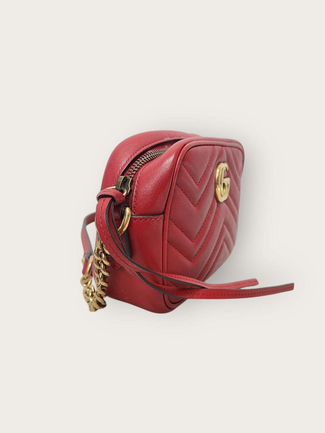 Gucci Red GG Marmont Matelassé Mini Crossbody Bag 142603895