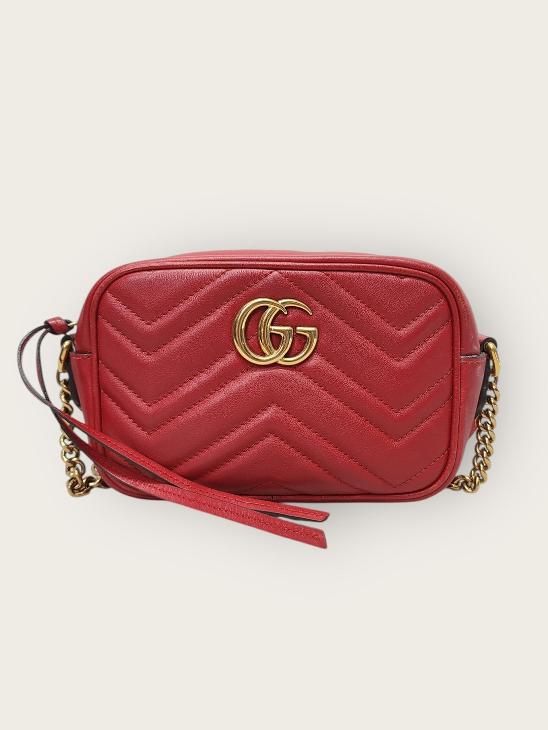 Gucci Red GG Marmont Matelassé Mini Crossbody Bag 142603895
