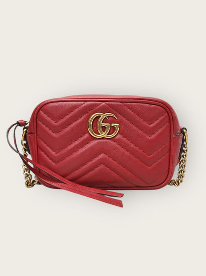 Gucci Red GG Marmont Matelassé Mini Crossbody Bag 142603895