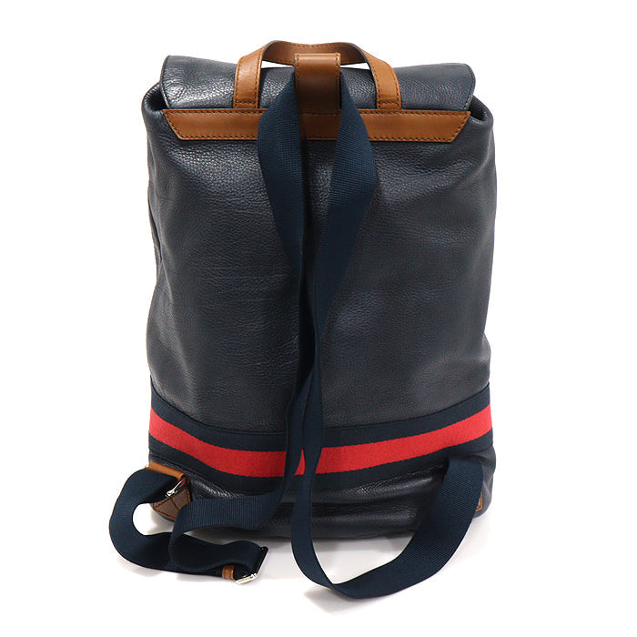Gucci Navy Leather Signature WEB Stripe Backpack 281412 142720733