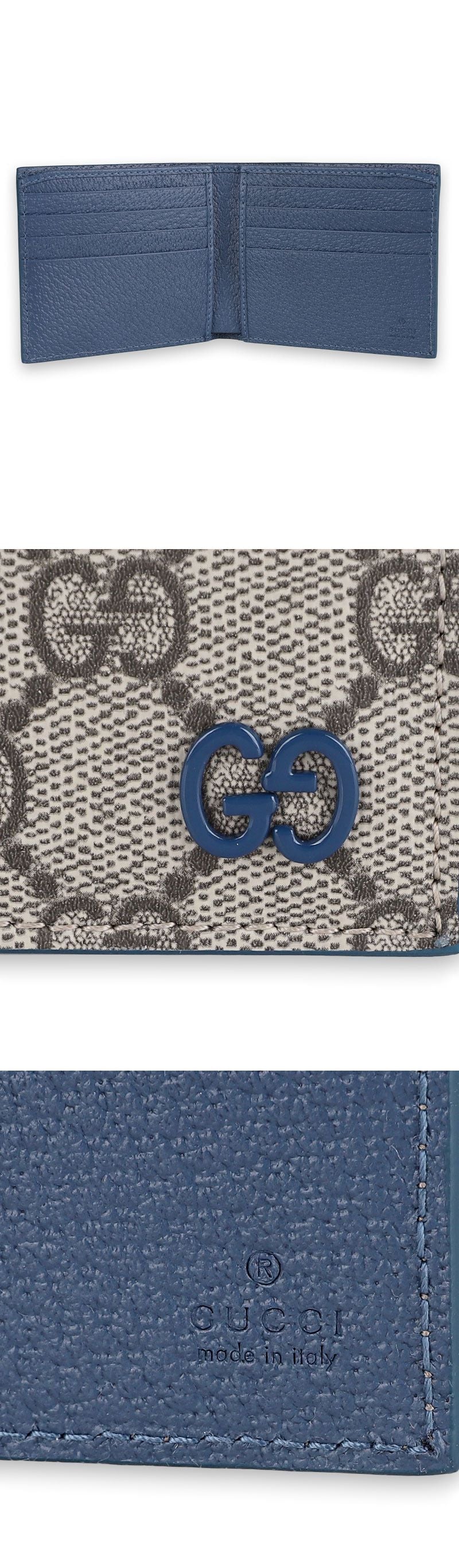 Gucci Men's GG Monogram Leather Two-Tone Wallet (Beige/Blue) stamp: 768243 FACQC 9441 142757068