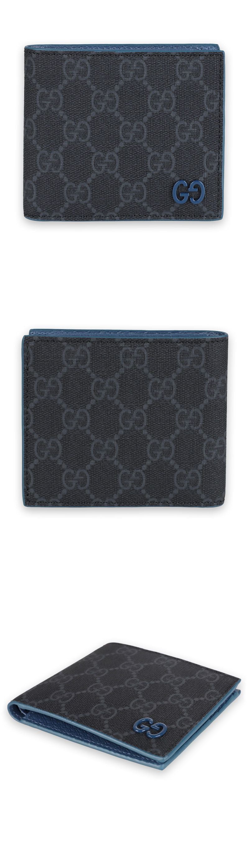 Gucci Men's GG Monogram Leather Two-Tone Wallet (Black/Blue) 768243 FACQC 1052 142757070