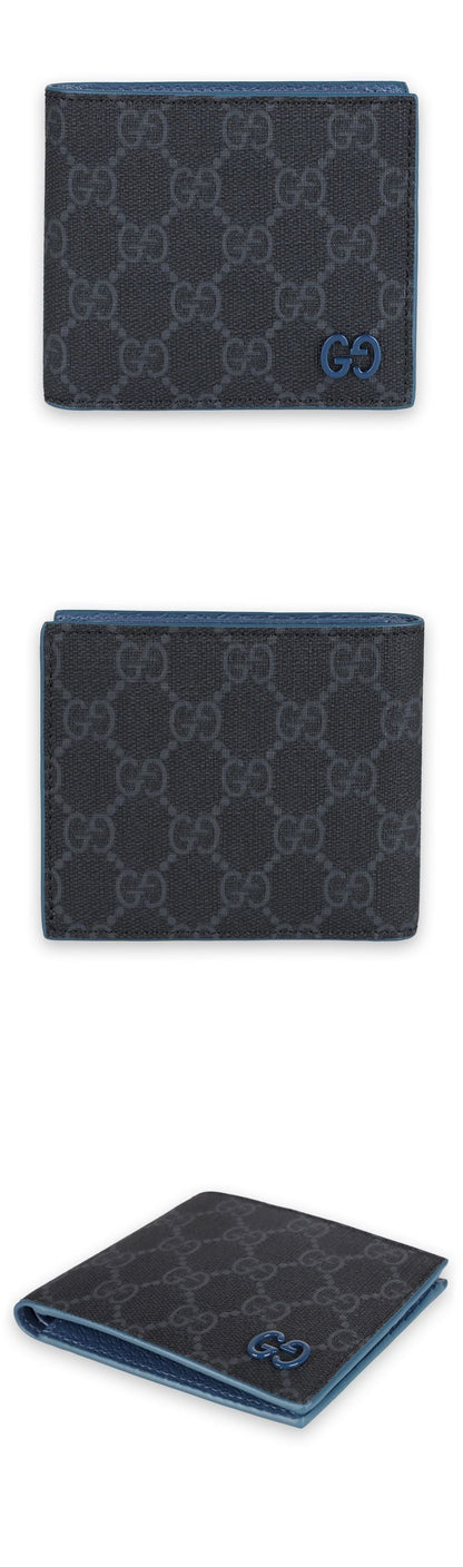 Gucci Men's GG Monogram Leather Two-Tone Wallet (Black/Blue) 768243 FACQC 1052 142757070
