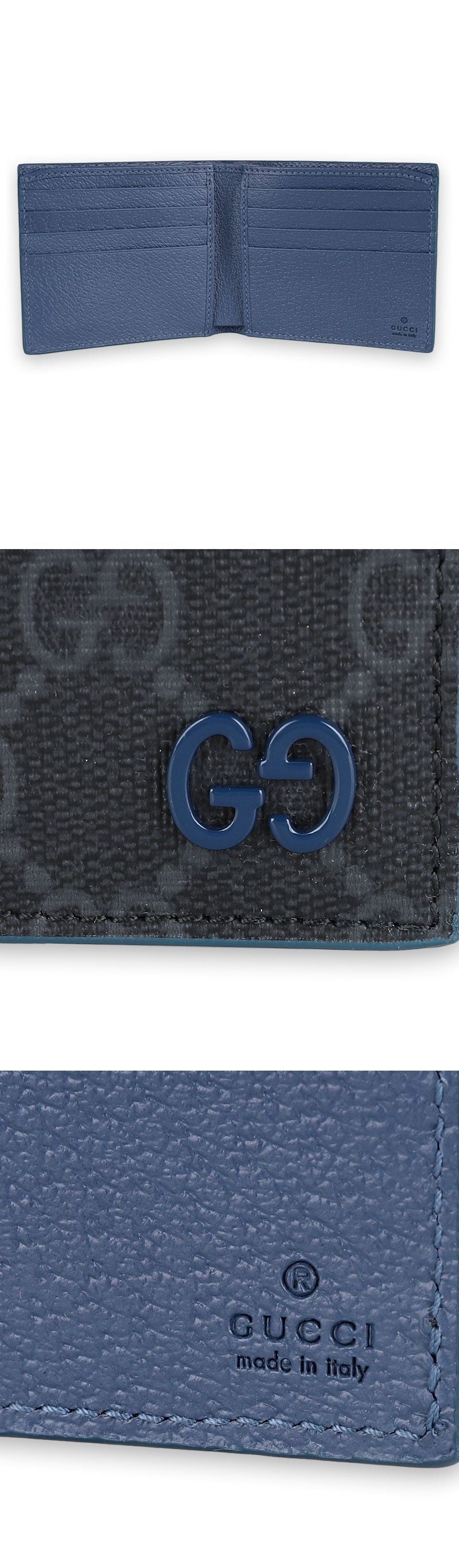 Gucci Men's GG Monogram Leather Two-Tone Wallet (Black/Blue) 768243 FACQC 1052 142757070
