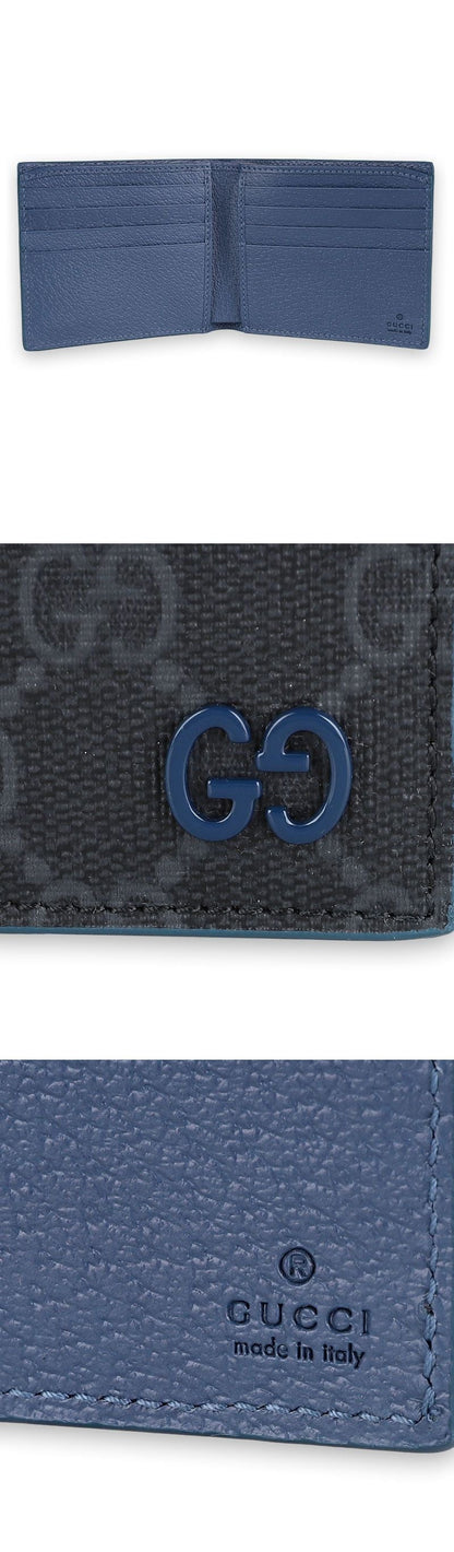 Gucci Men's GG Monogram Leather Two-Tone Wallet (Black/Blue) 768243 FACQC 1052 142757070