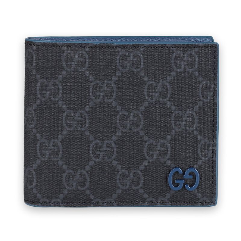 Gucci Men's GG Monogram Leather Two-Tone Wallet (Black/Blue) 768243 FACQC 1052 142757070