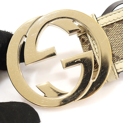 Gucci GG Logo Jacquard Gold Interlocking G Buckle Unisex Belt 90 EP14242GU 142773690