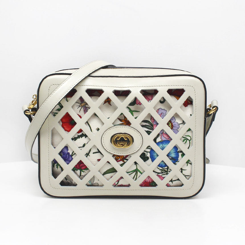 Gucci Cutout Floral Leather Small Crossbody Bag 550132 142775036