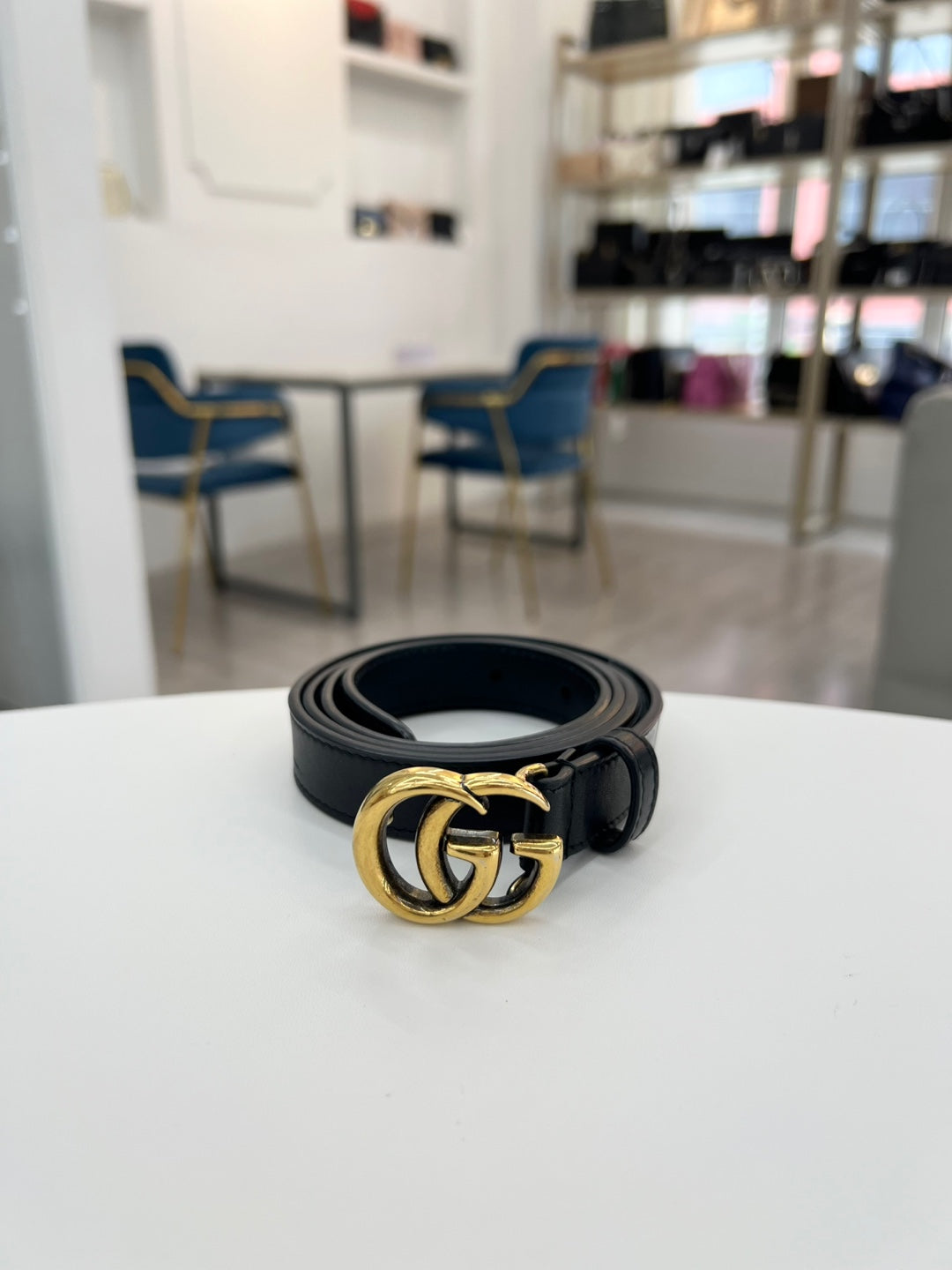 Gucci GG Marmont Thin Belt Black 409407 142785094