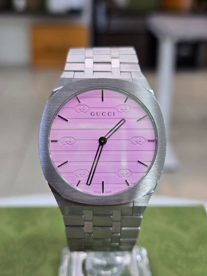 Gucci 25H Men's Watch Monogram 38mm Pink YA163410 142856351