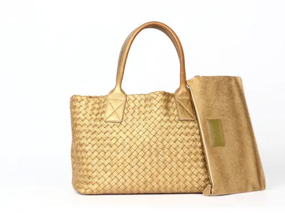 Bottega Veneta Cabat PM Intreccio Leather Tote Bag Gold 32cm