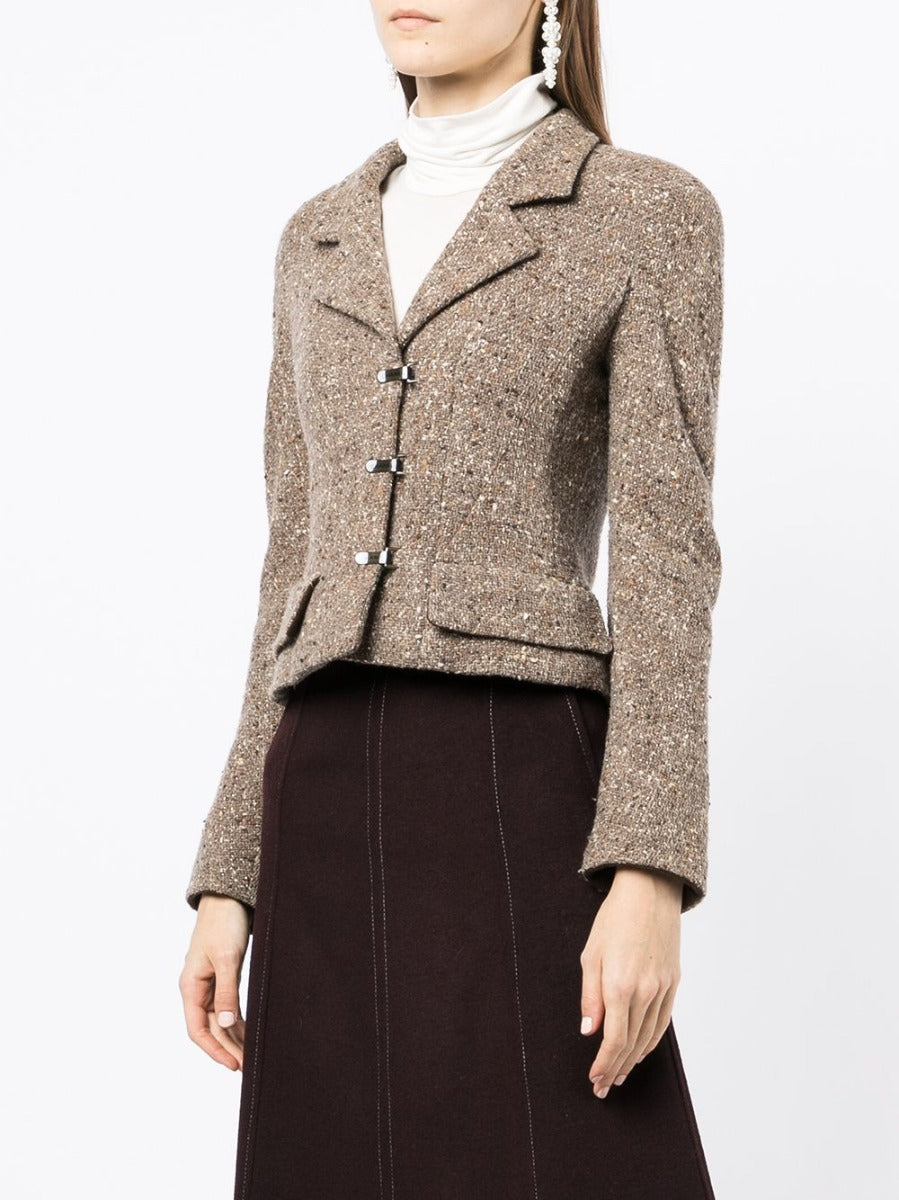 Single-Breasted Brown Tweed Jacket