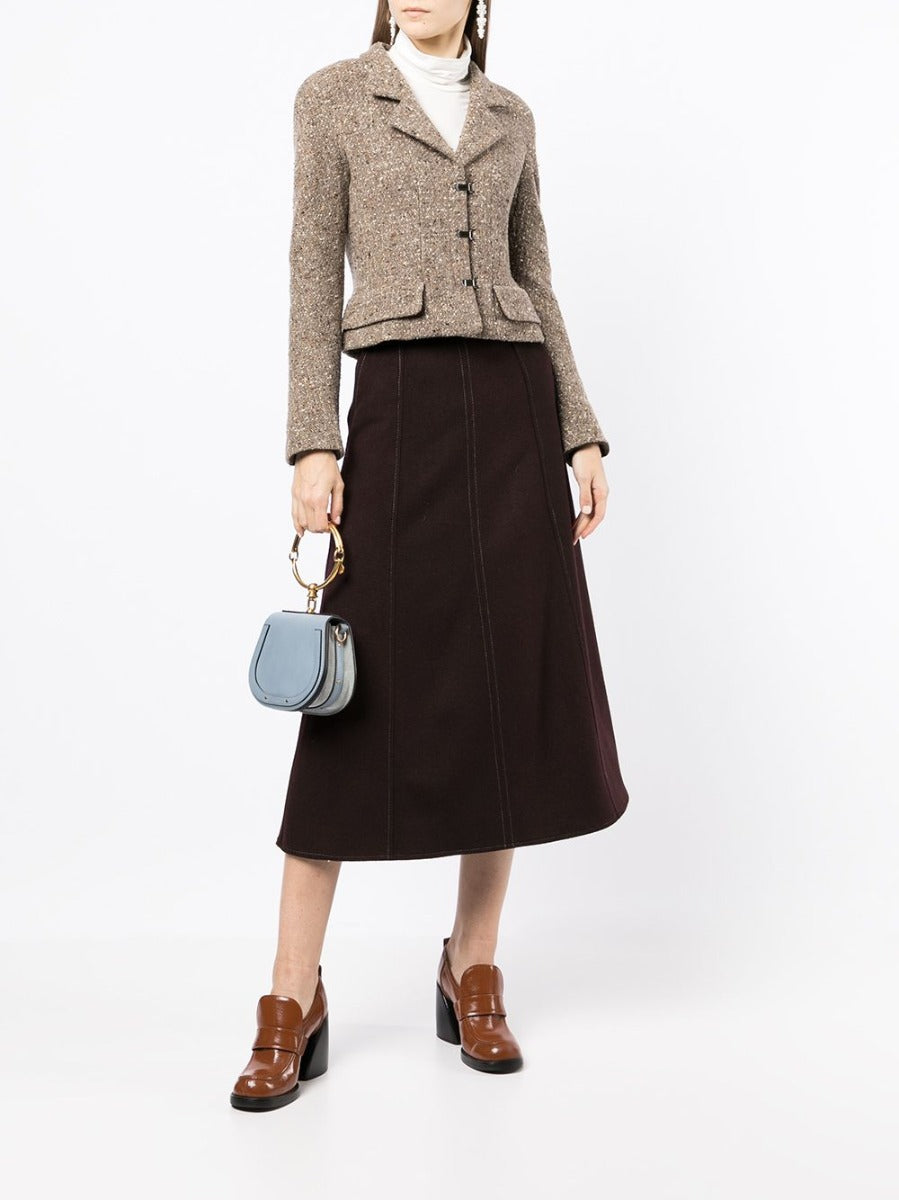 Single-Breasted Brown Tweed Jacket